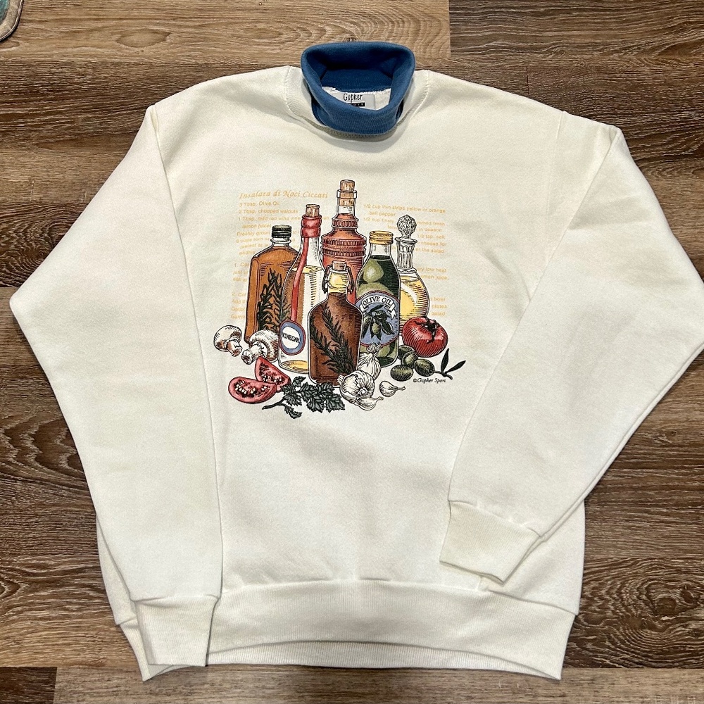 Vintage Gopher Sport Collared Italian themed Sweatshirt Medium Petite